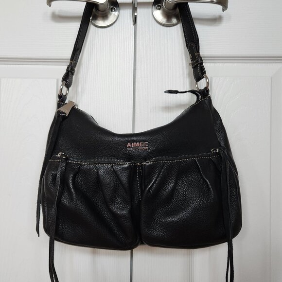 AIMEE KESTENBERG BLACK GENUE PEBBLED LEATHER  HANDBAG - Picture 2 of 14